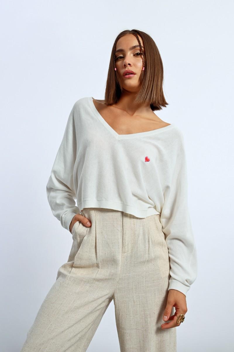 molly bracken Pull crop motif cœur