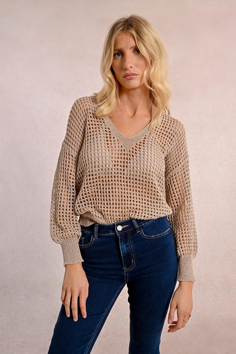 Molly Bracken Pull En Maille Ajourée Et Irisée