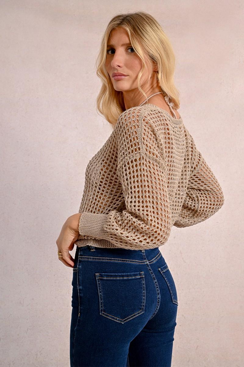 Molly Bracken Pull En Maille Ajourée Et Irisée