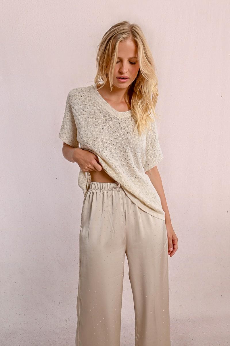 Molly Bracken Pull En Maille Manches Courtes