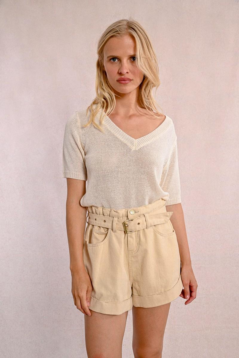 Molly Bracken Pull En Maille Manches Courtes