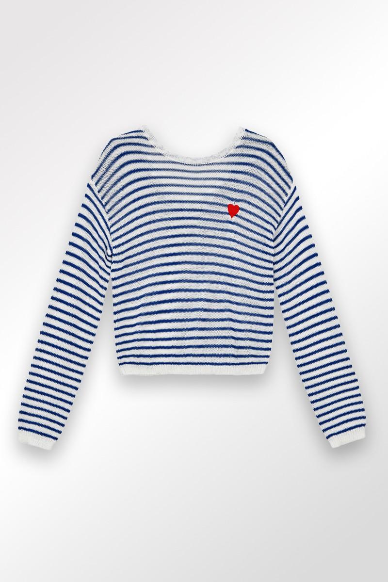 Molly Bracken Pull Marinière Cœur Brodé