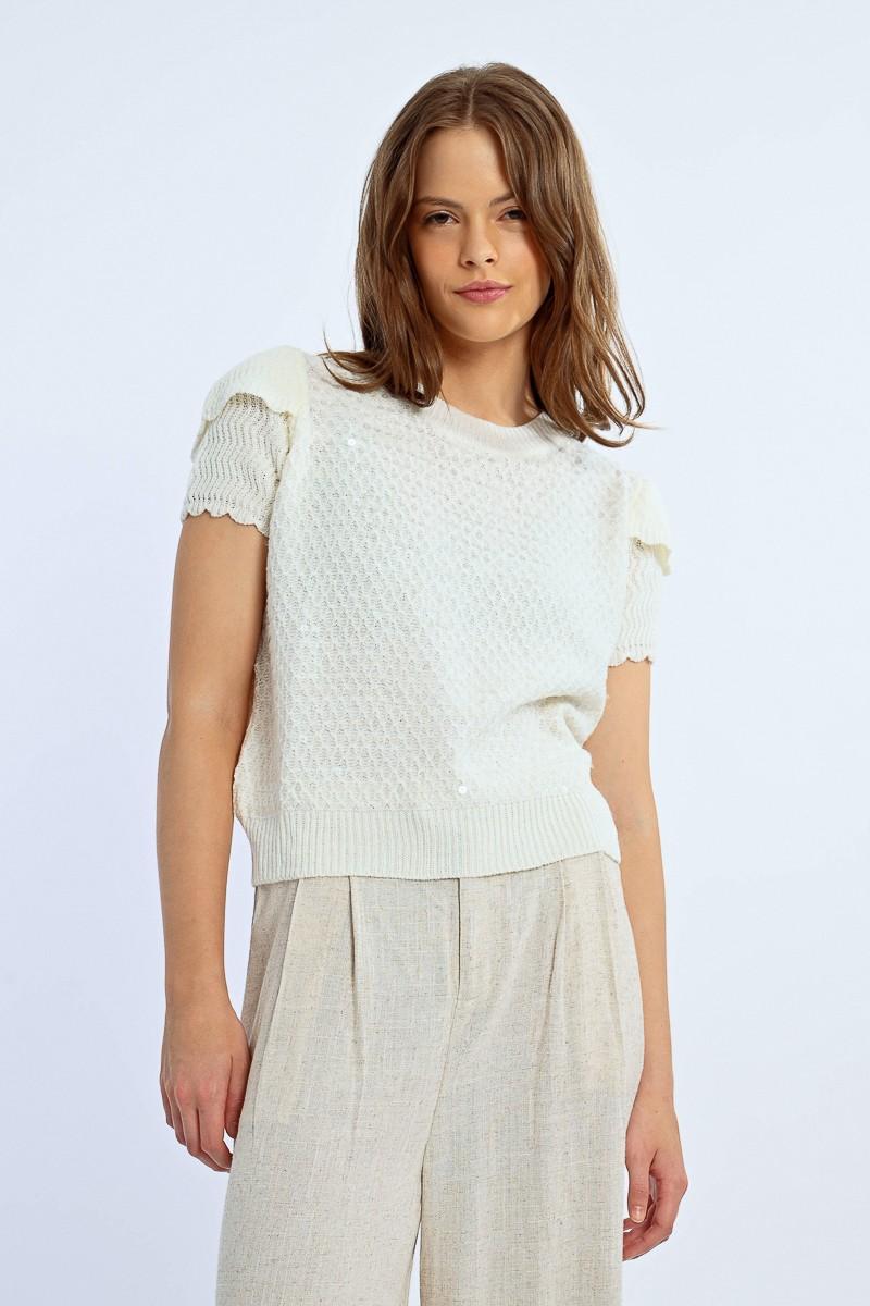 Molly Bracken Pull Sans Manches Parsemé De Sequins