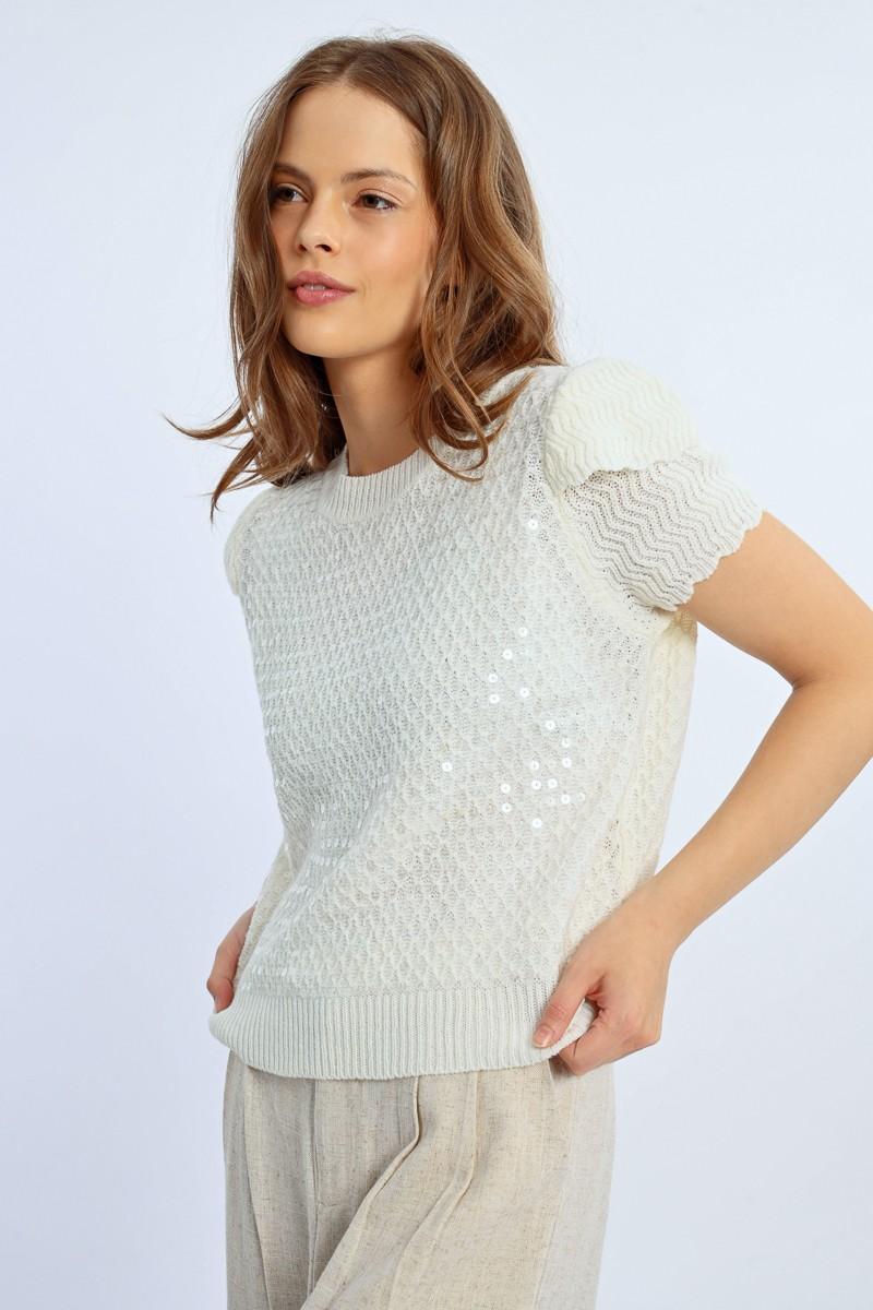 molly bracken Pull sans manches parsemé de sequins