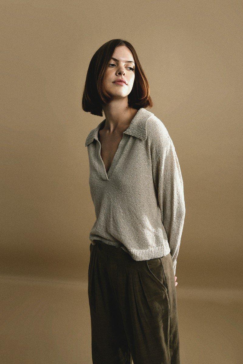 molly bracken Pull souple col V à revers
