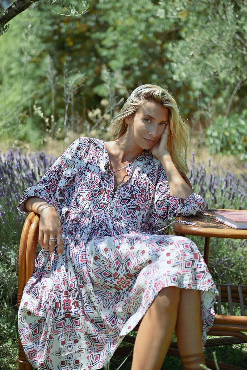 Molly Bracken Robe Bohème Courte Imprimée