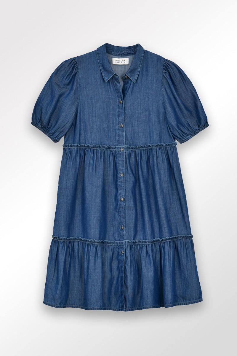 Molly Bracken Robe Chemise à Volants En Lyocell