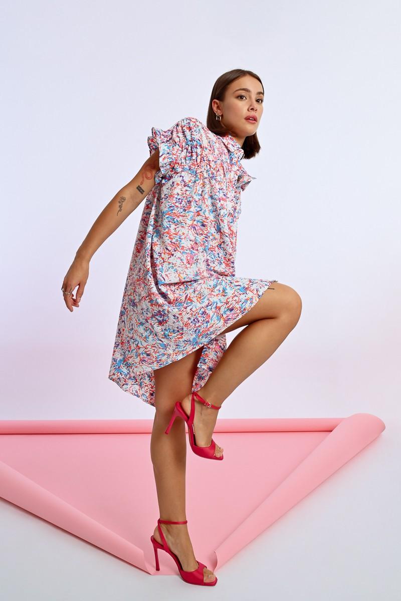 Molly Bracken Robe Chemise Imprimée Et Froncée