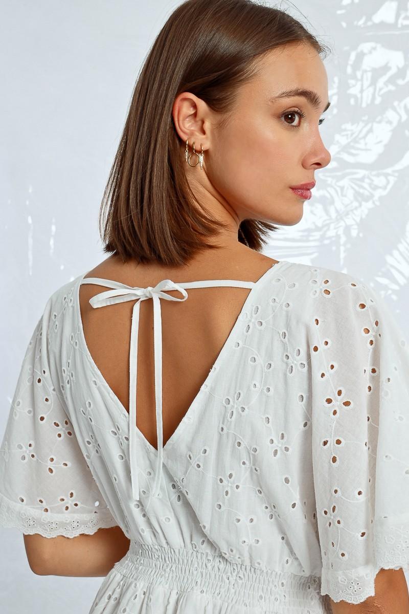 Molly Bracken Robe Courte à Broderies Anglaises