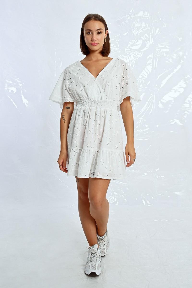 Molly Bracken Robe Courte à Broderies Anglaises