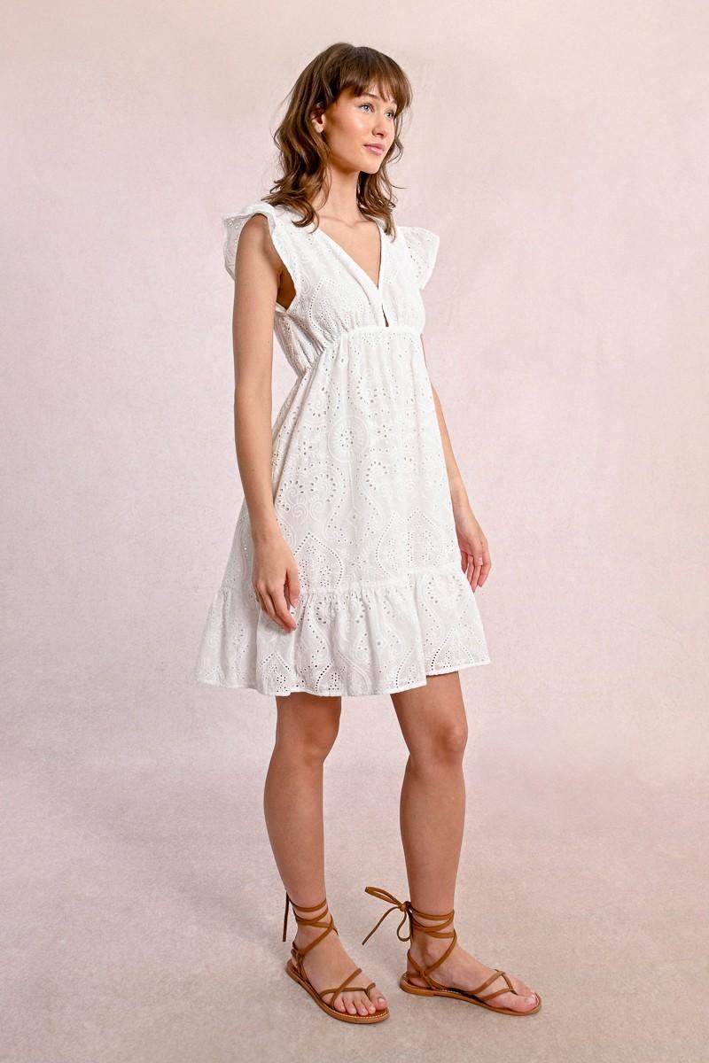 Molly Bracken Robe Courte En Broderies Anglaises