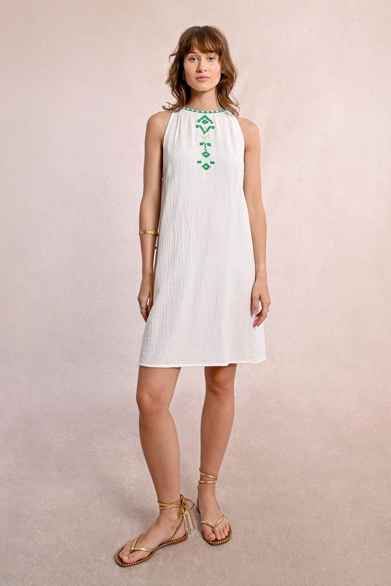 Molly Bracken Robe Courte En Popeline Brodé