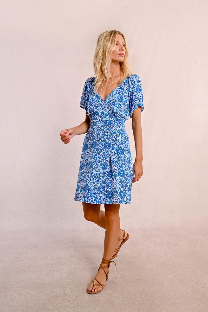 Molly Bracken Robe Courte Fendue Et Imprimée