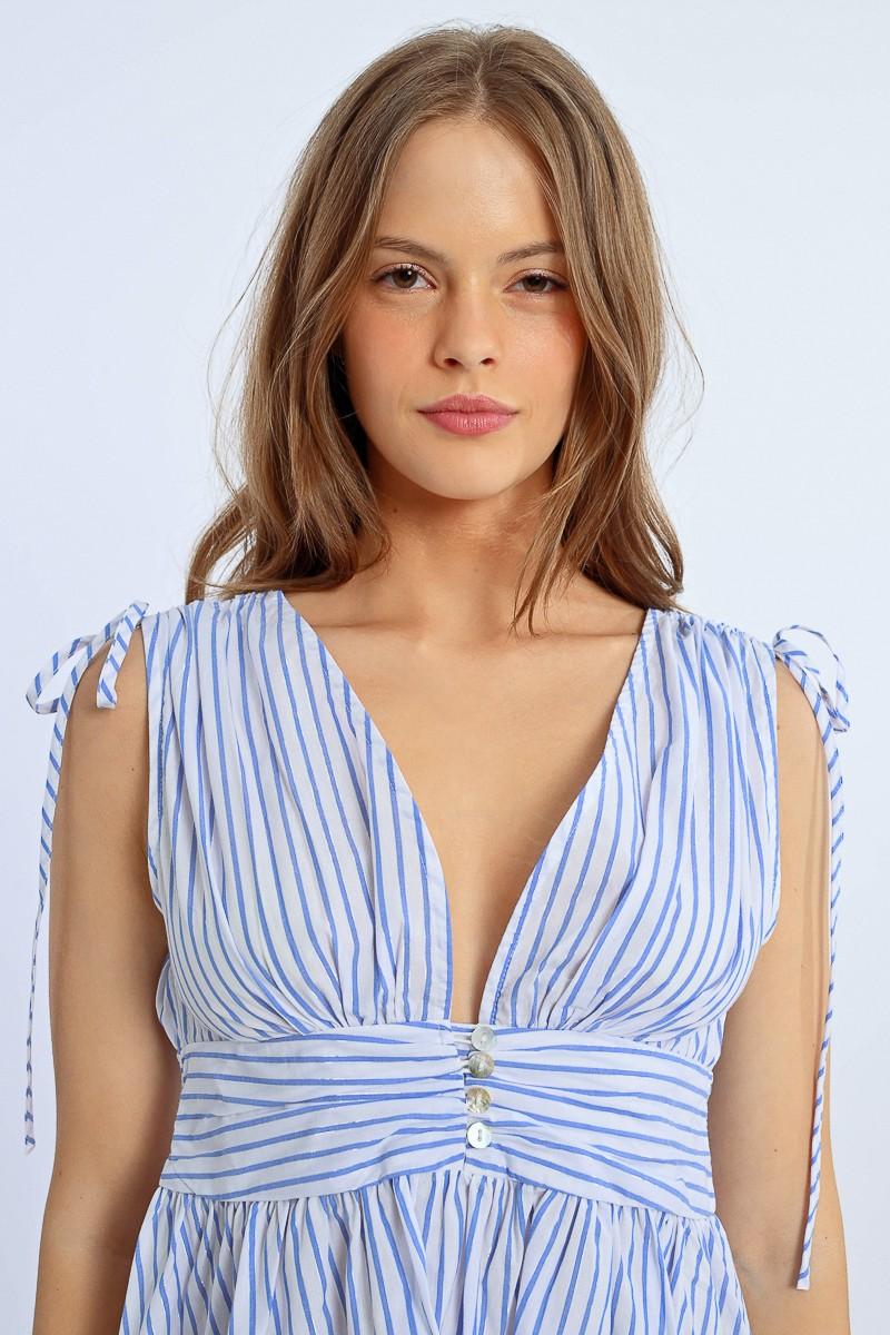 Molly Bracken Robe Courte Irisée à Rayures