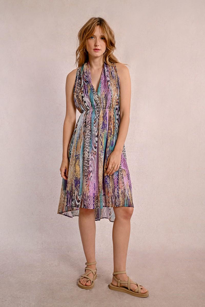 molly bracken Robe courte plissée et imprimée