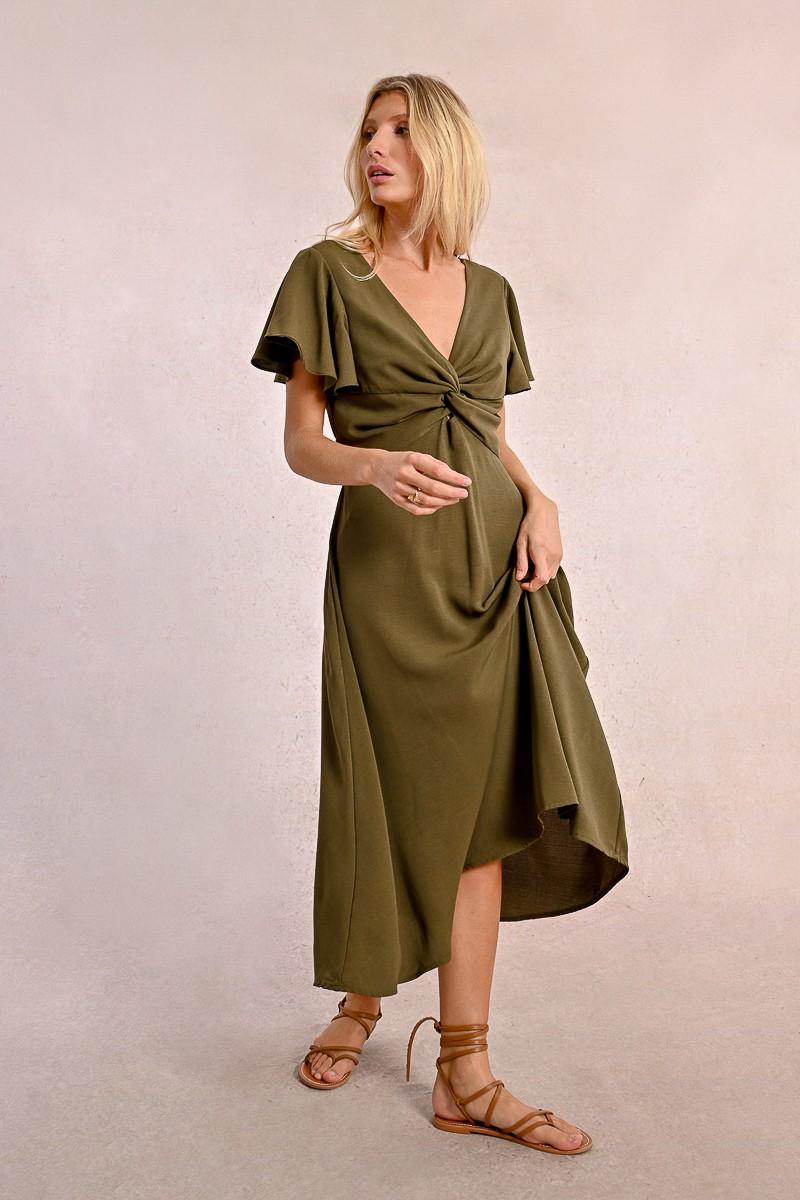 Molly Bracken Robe Longue à Buste Noué