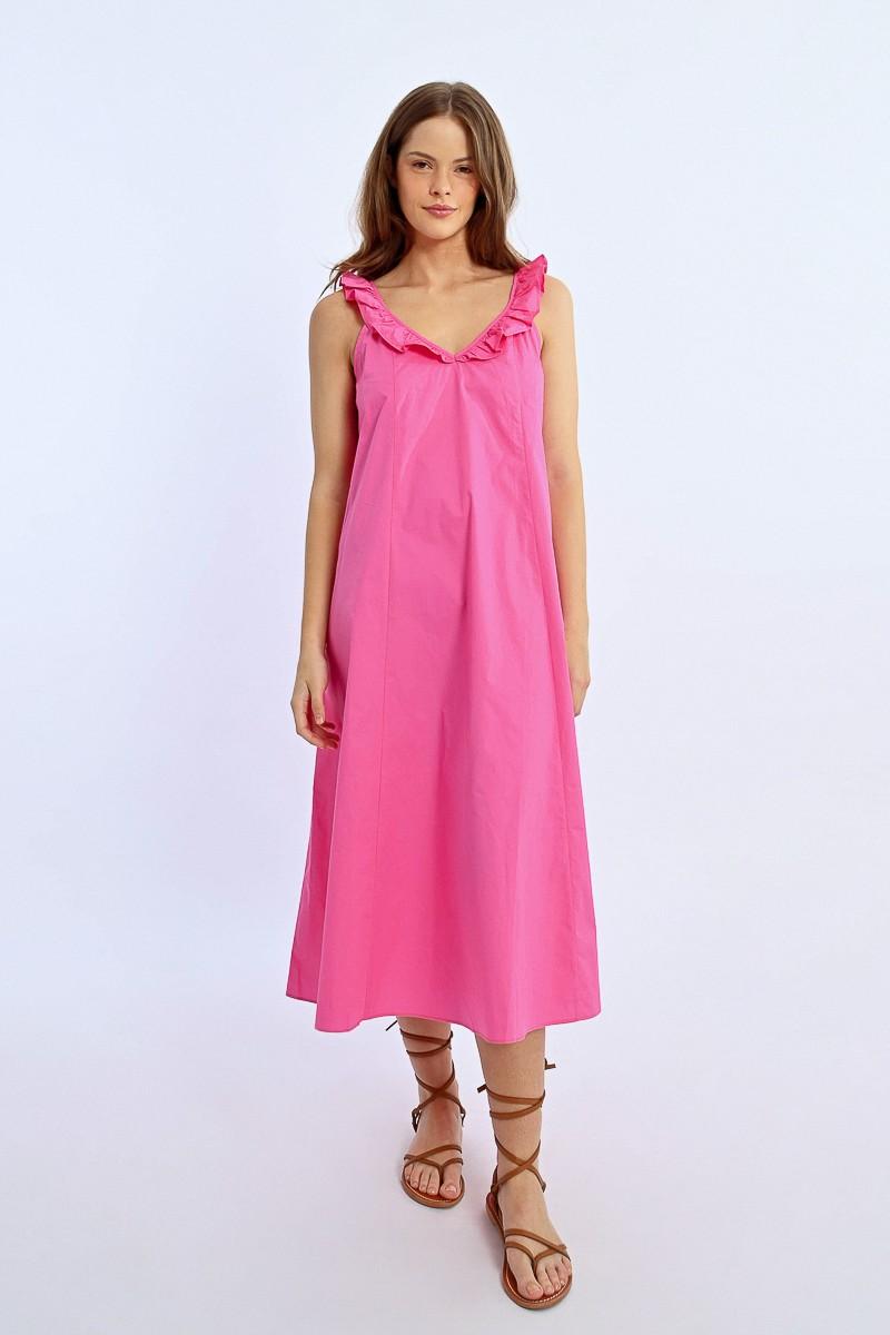 Molly Bracken Robe Longue Col à Volants