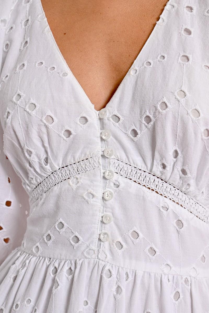 Molly Bracken Robe Longue En Broderie Ajourée