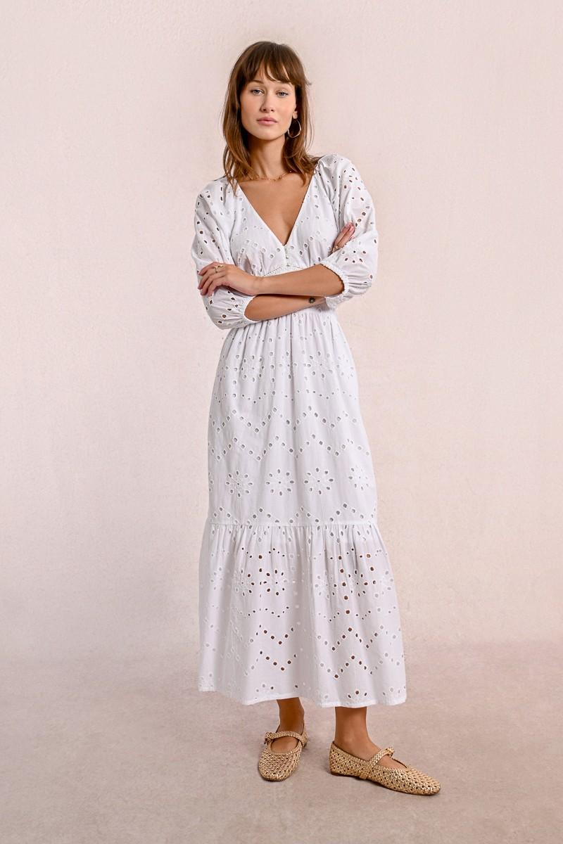 Molly Bracken Robe Longue En Broderie Ajourée