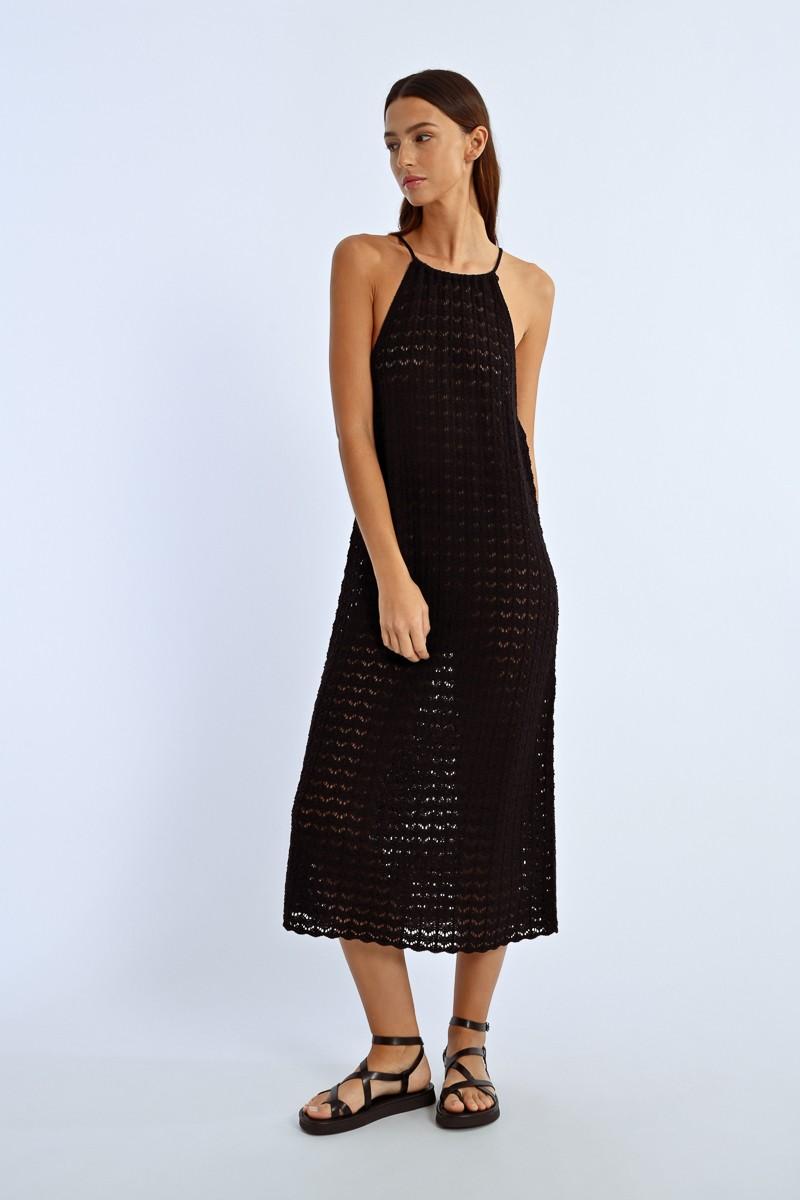 Molly Bracken Robe Longue En Maille Crochet