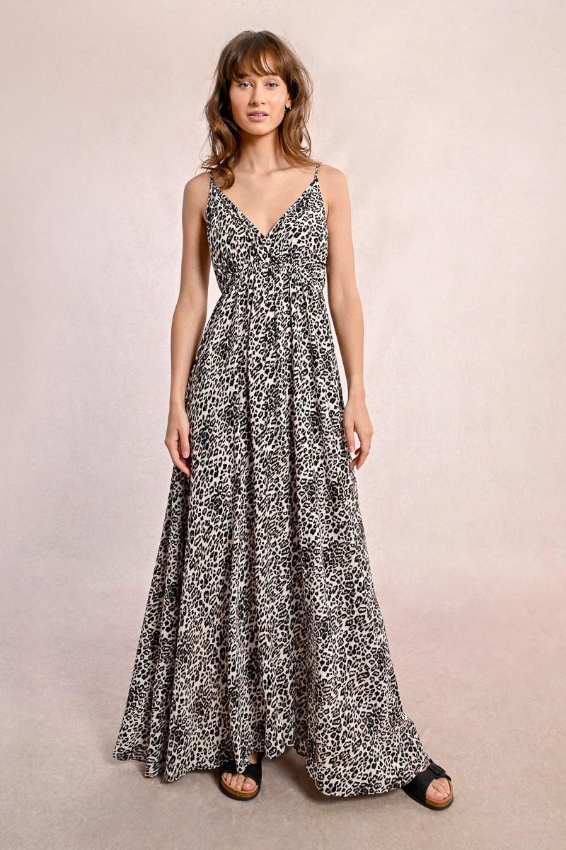 Molly Bracken Robe Longue Imprimée Léopard