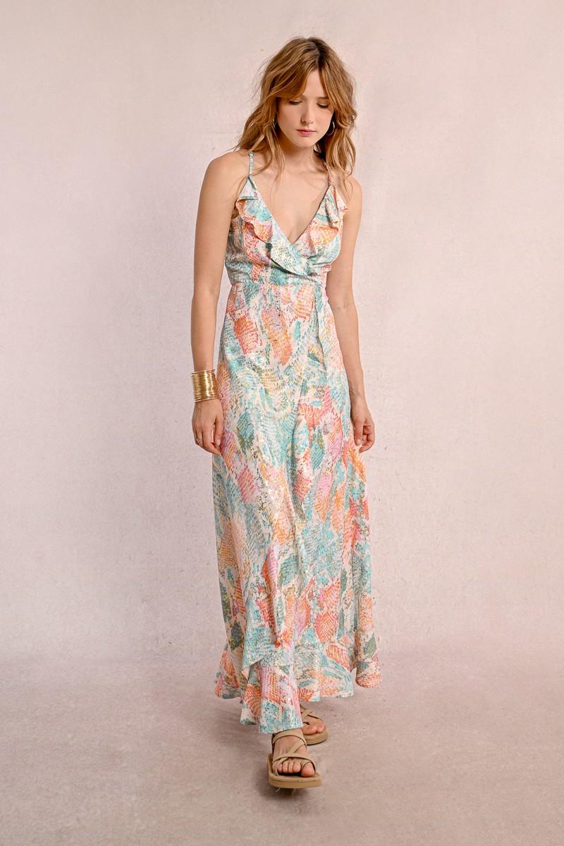 molly bracken Robe longue portefeuille imprimée