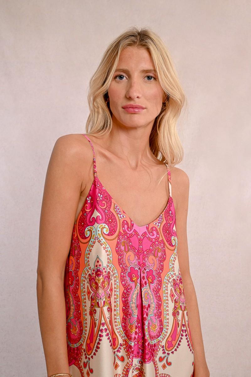 Molly Bracken Robe Longue Satinée à Bretelles