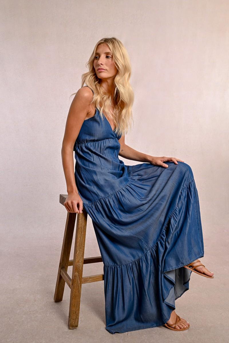 Molly Bracken Robe Longue Volantée En Tencel