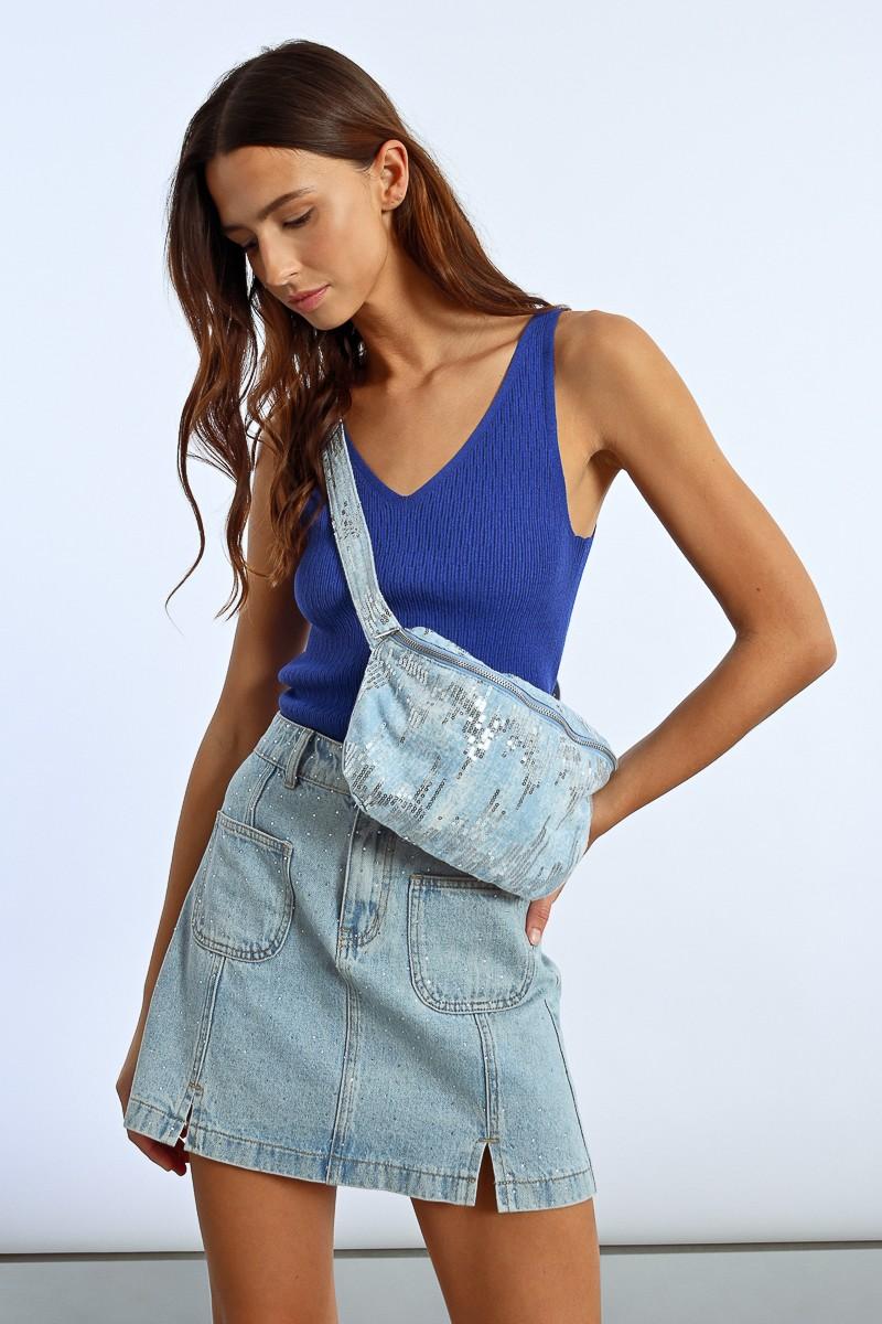 molly bracken Sac banane sequins