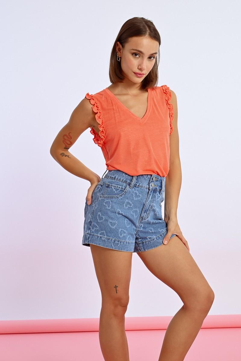 molly bracken Short en jean à strass