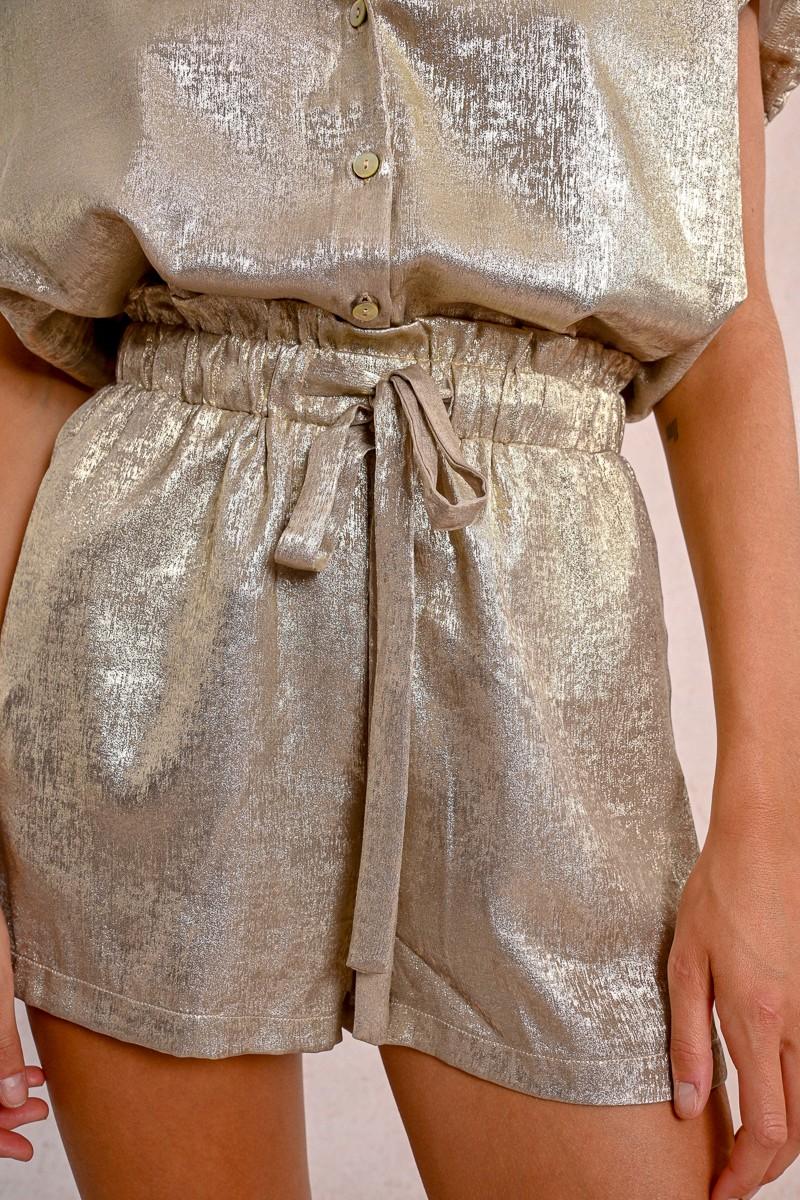 Molly Bracken Short Satiné à Taille Haute