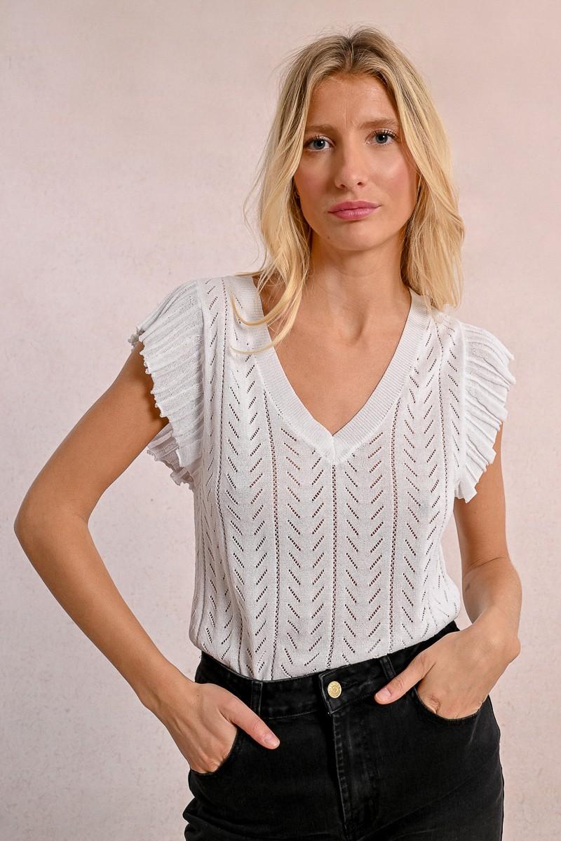 molly bracken T-shirt en maille ajourée