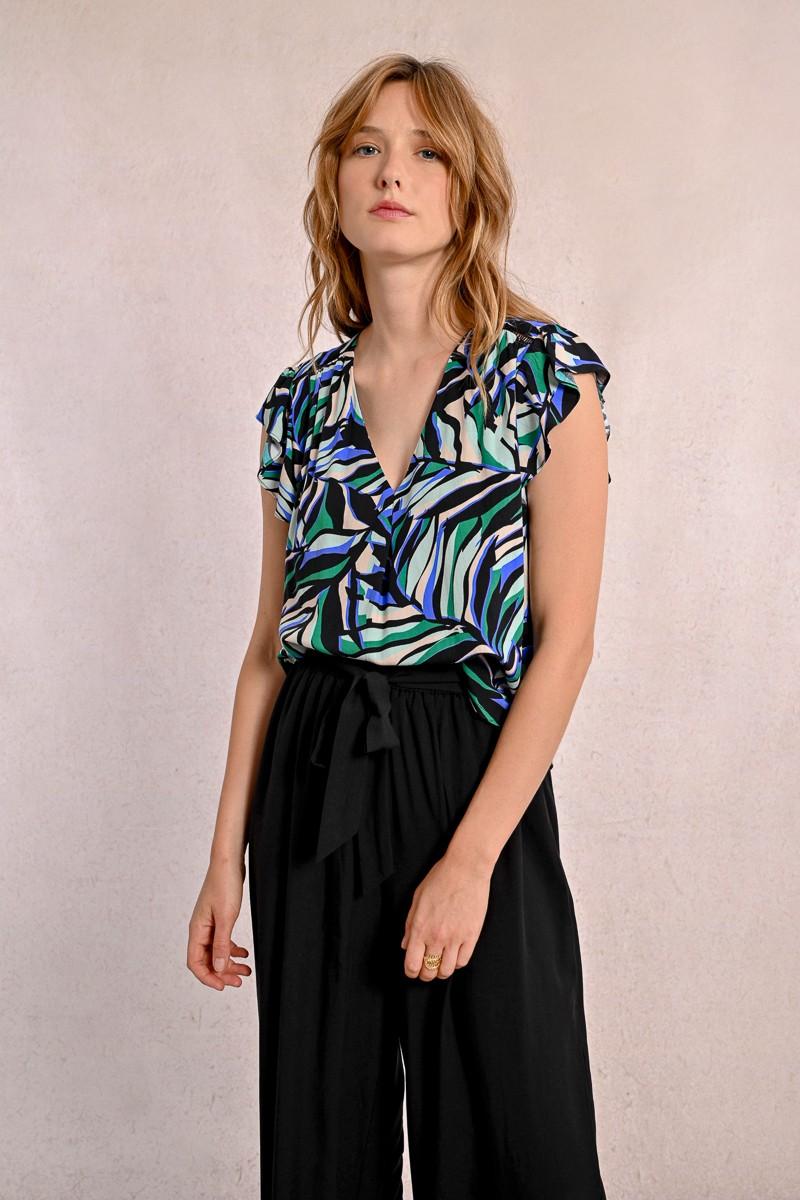 molly bracken Top à manches volantées imprimé