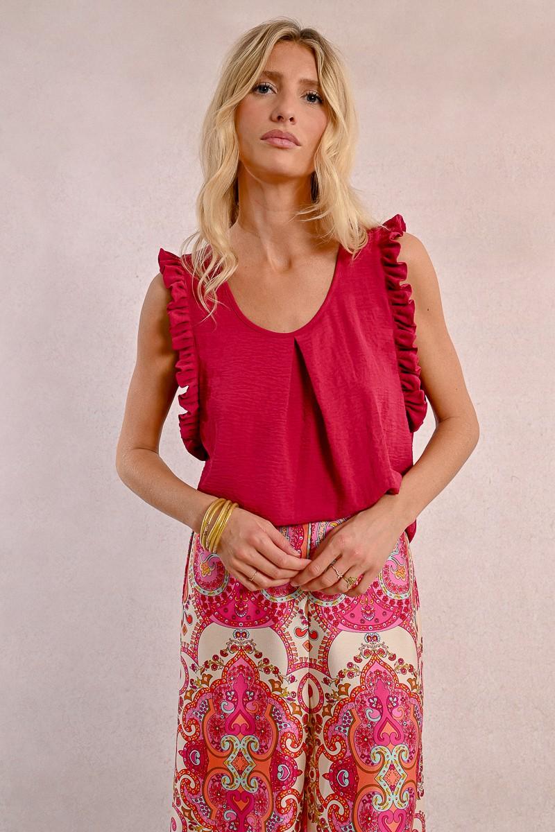 molly bracken Top à manches volantées