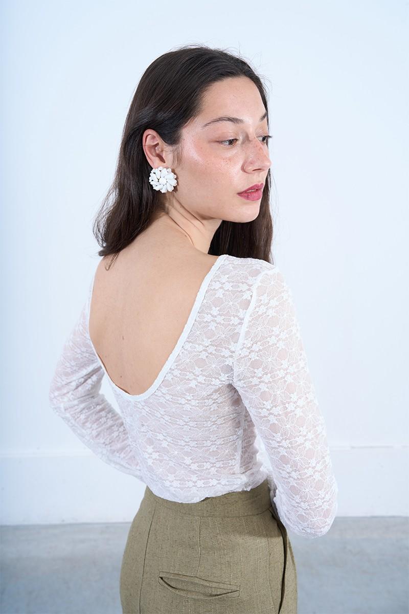 Molly Bracken Top Ajouré Manches Longues