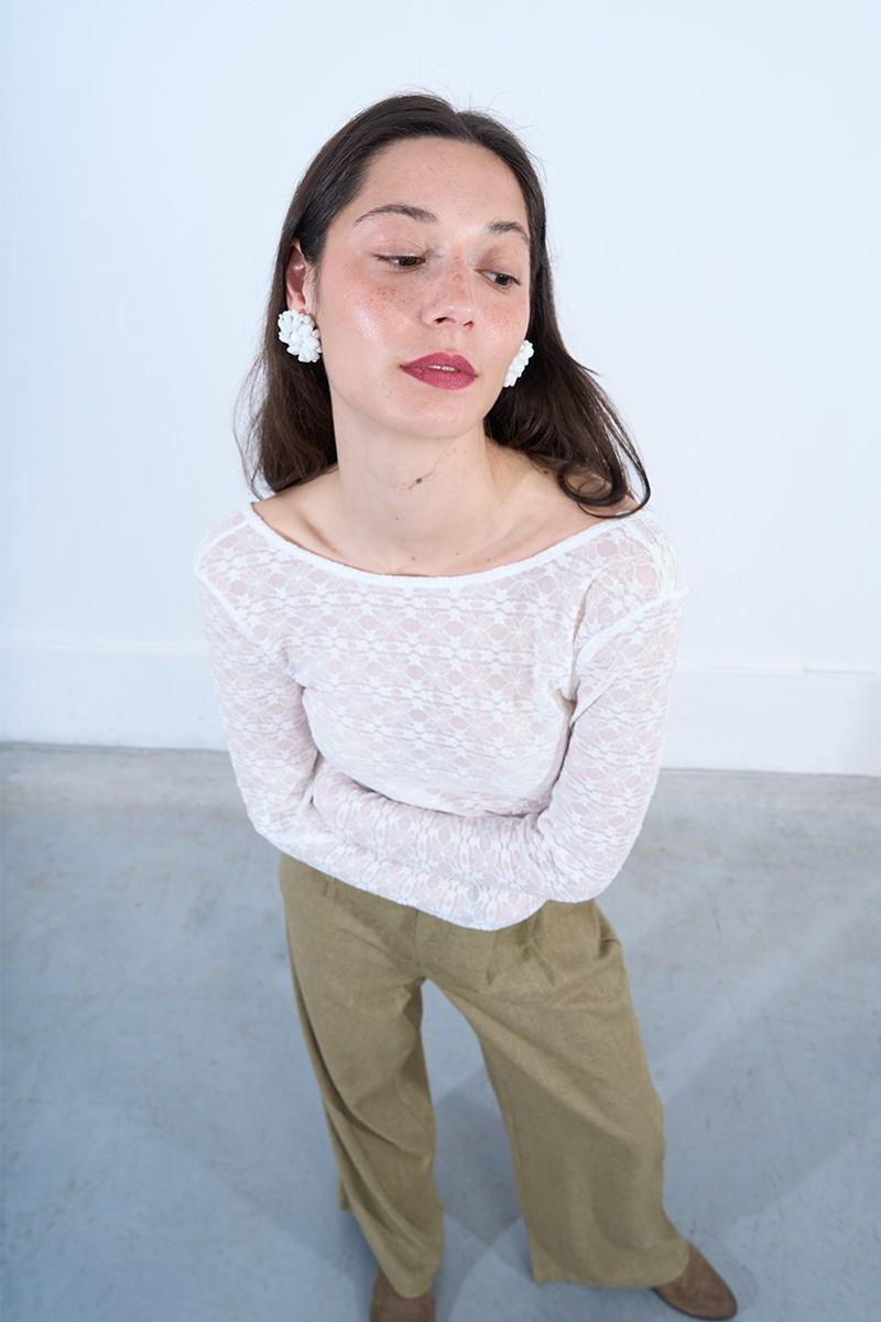 Molly Bracken Top Ajouré Manches Longues