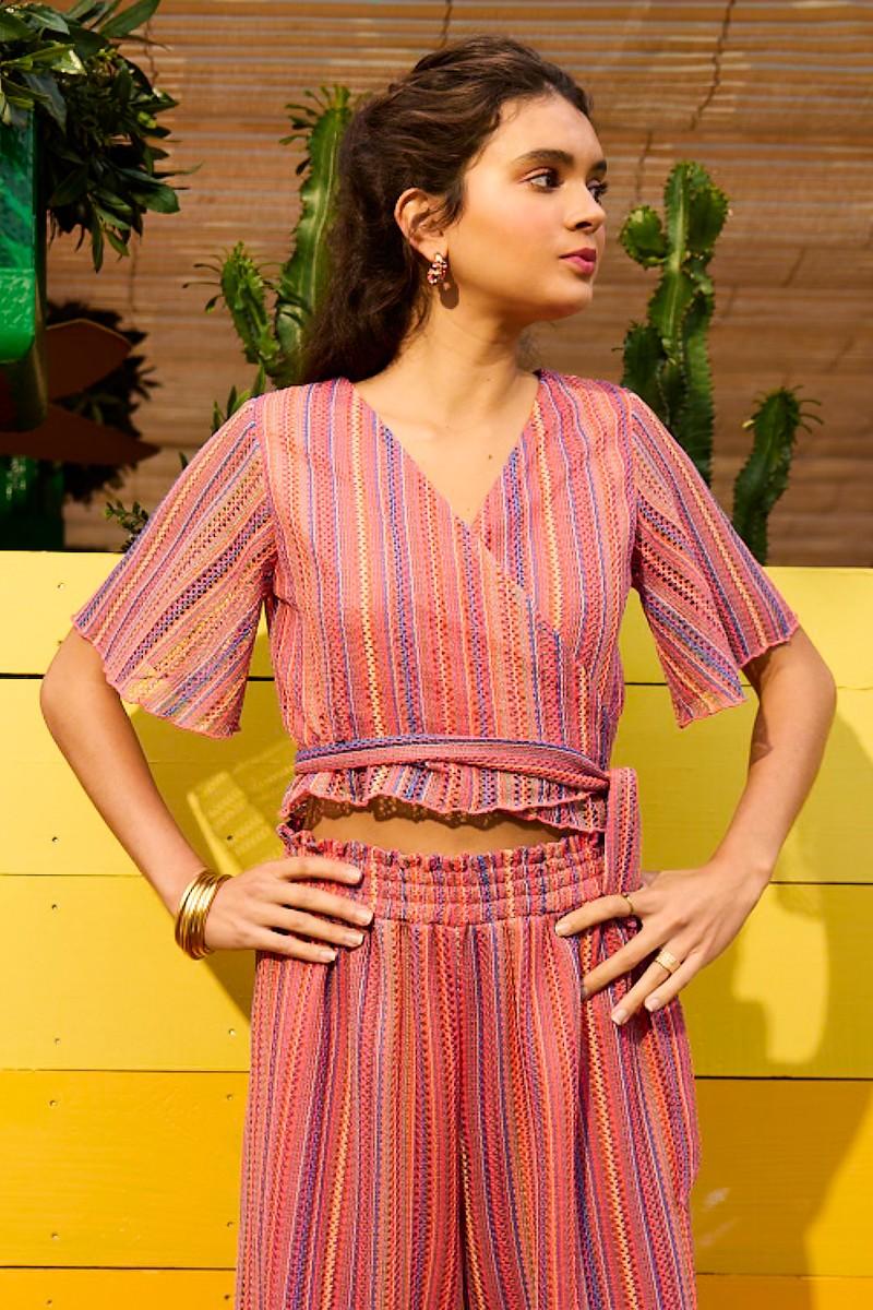 Molly Bracken Top Cache-cœur Rayé