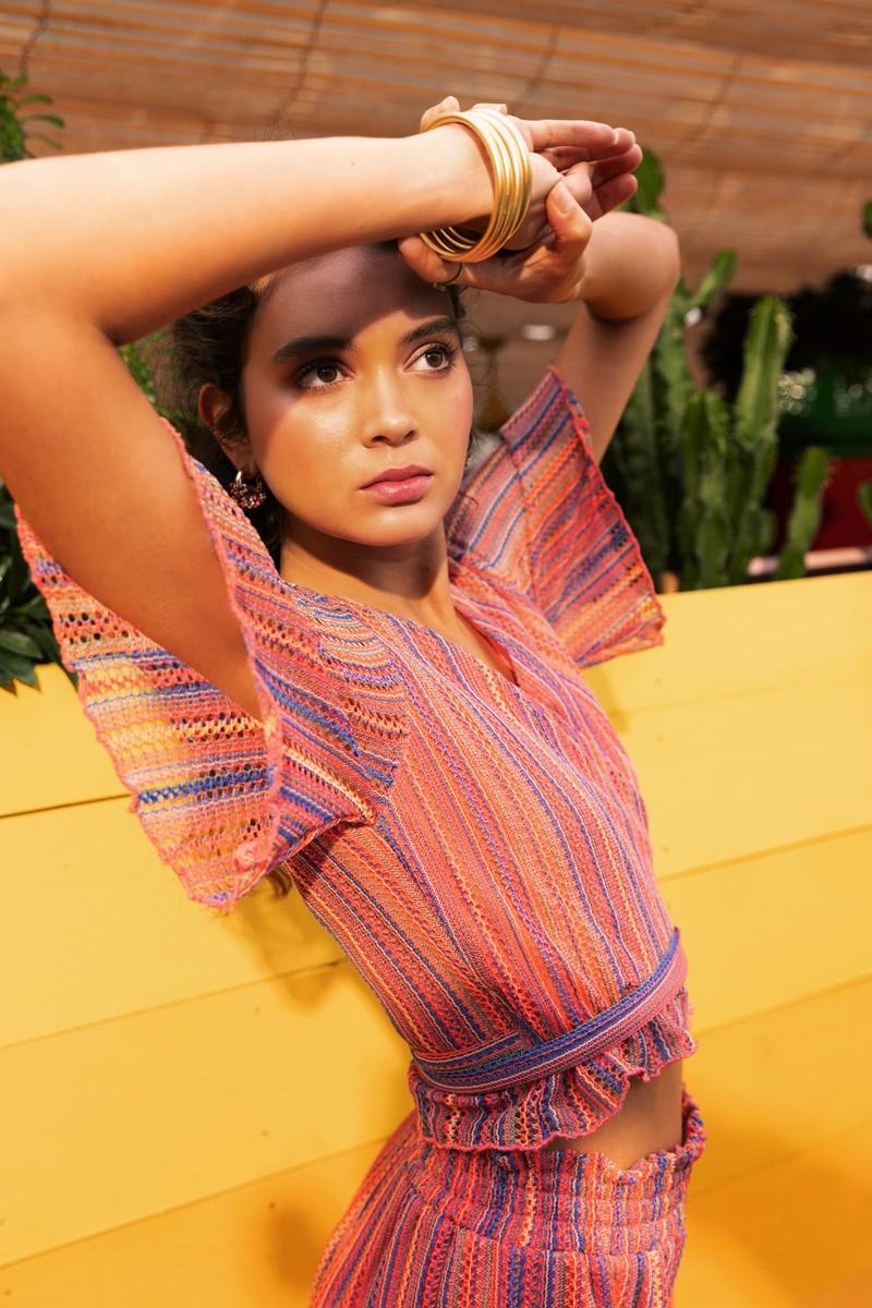 Molly Bracken Top Cache-cœur Rayé