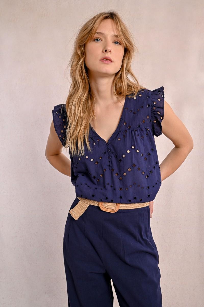 Molly Bracken Top En Broderie Ajourée