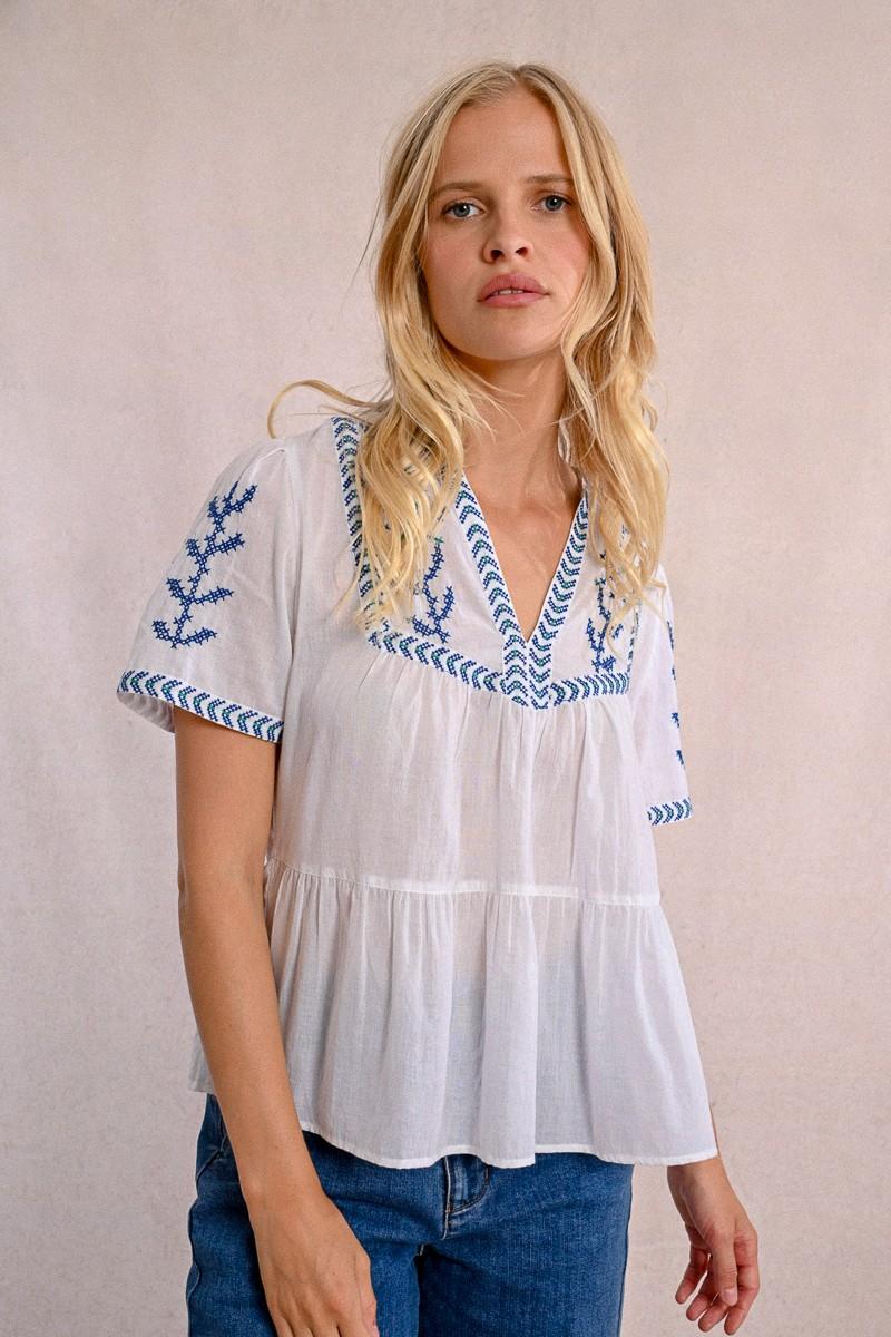 molly bracken Top en popeline brodé