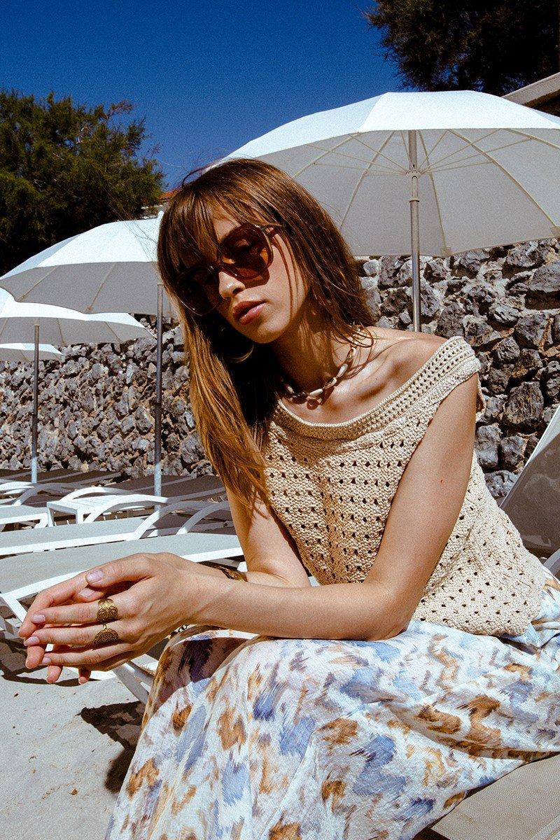 molly bracken Top macramé de coton