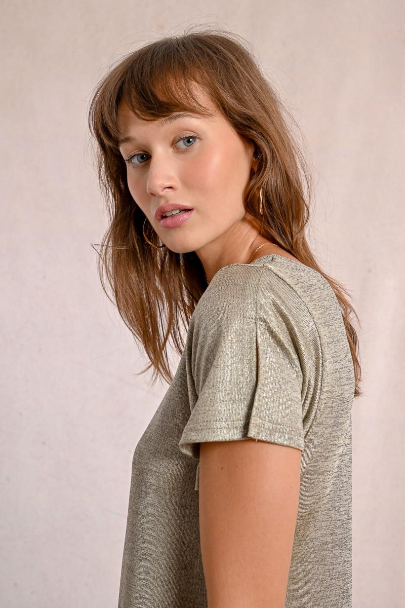 Molly Bracken Top Manches Courtes Dos Croisé