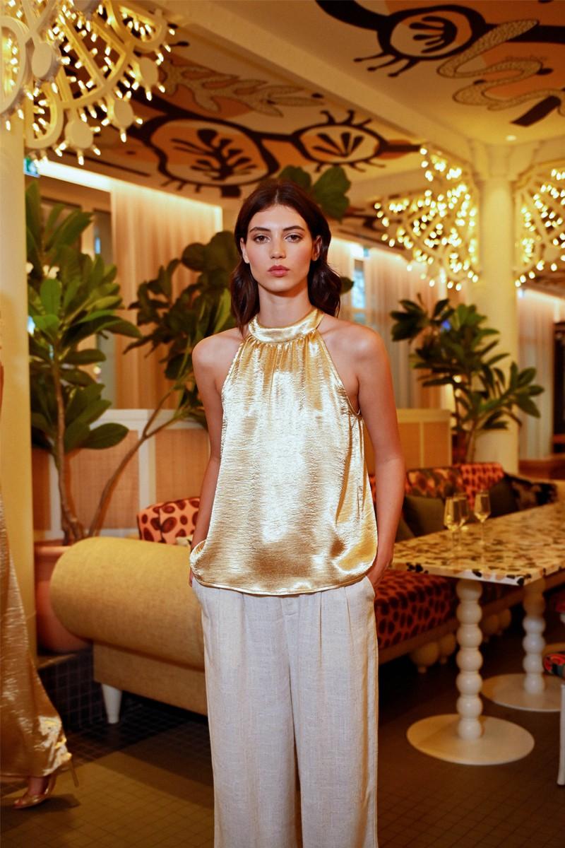 molly bracken Top satiné plissé