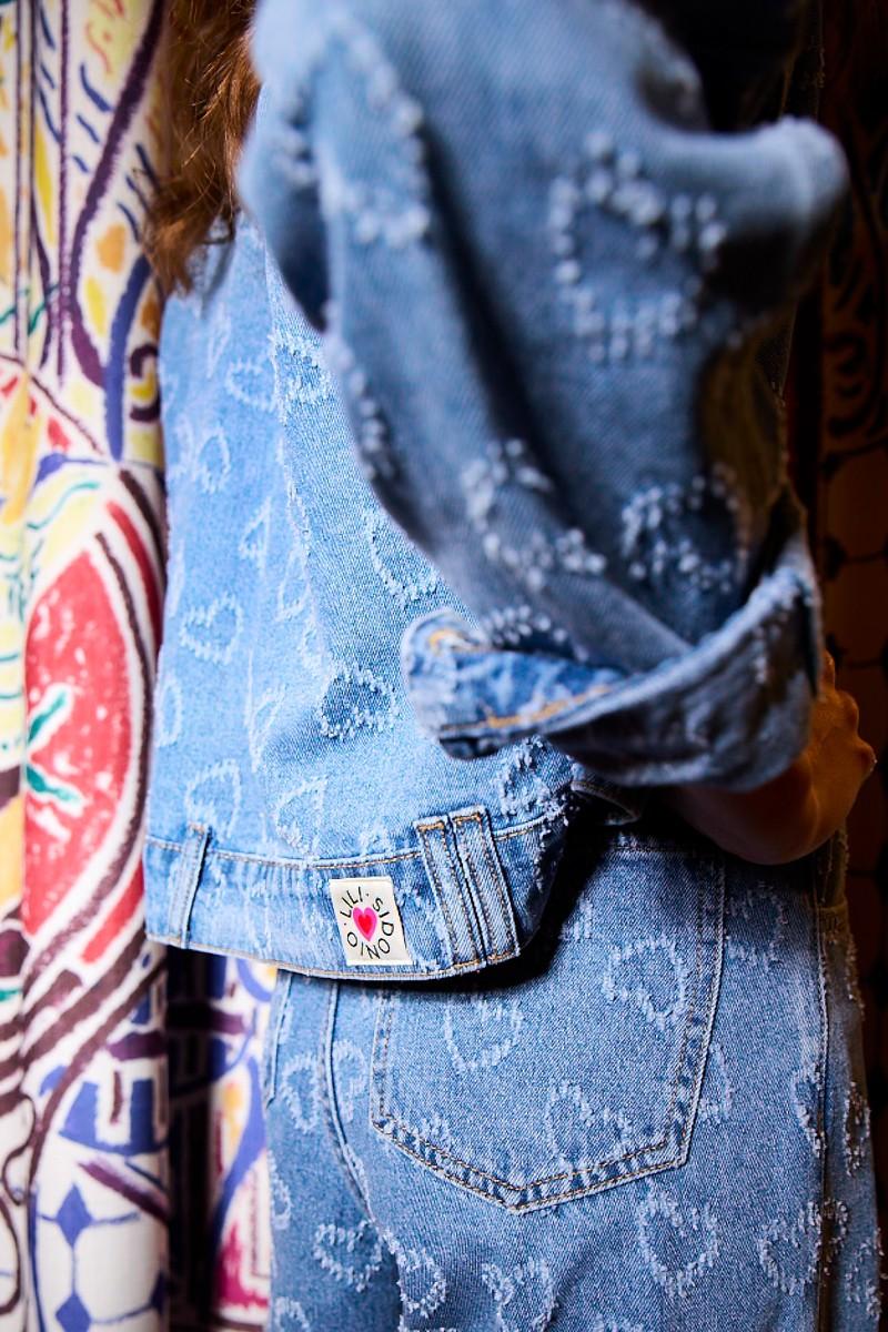 Molly Bracken Veste En Jean à Motif Cœur