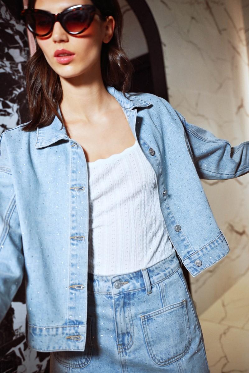 Molly Bracken Veste En Jean Crop