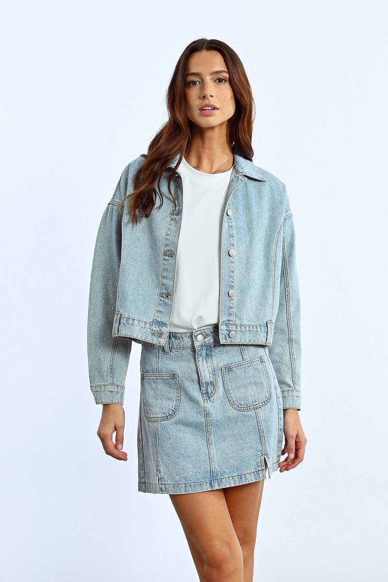 Molly Bracken Veste En Jean Crop