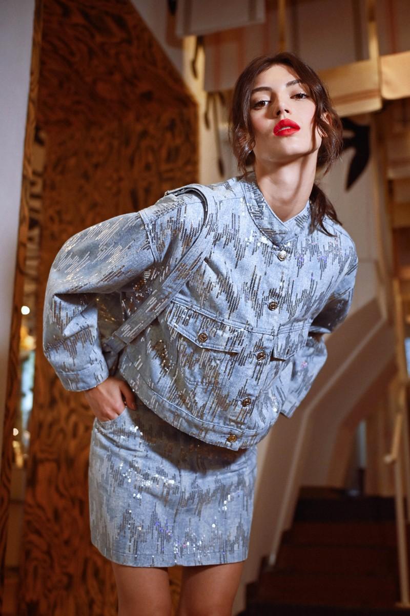 Molly Bracken Veste En Jean Et Sequins