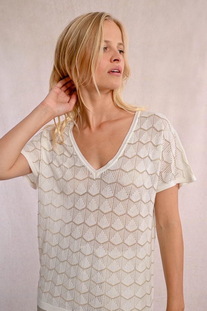 Molly Bracken Pull En Maille Manches Courtes En Semi-transparence