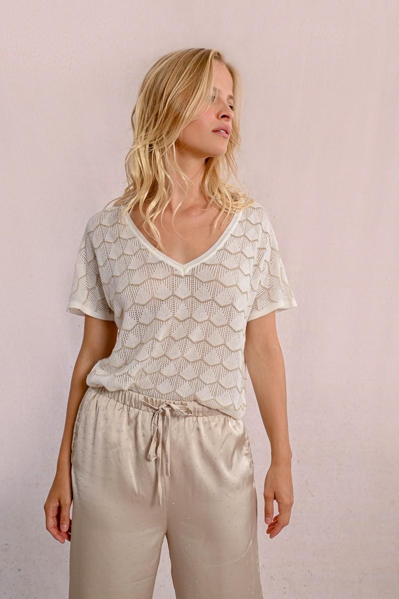 Molly Bracken Pull En Maille Manches Courtes En Semi-transparence
