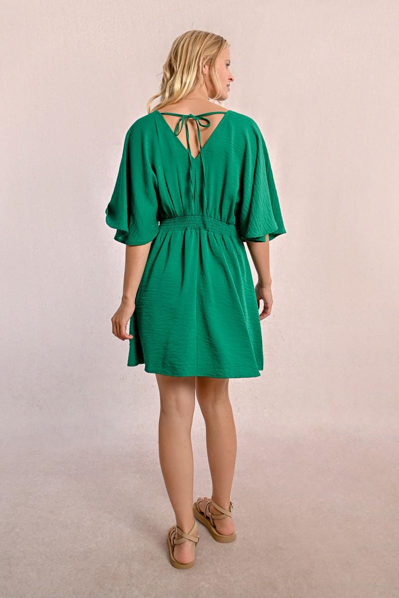 Molly Bracken Robe Courte Fluide élastiquée à La Taille Et Dos Nu